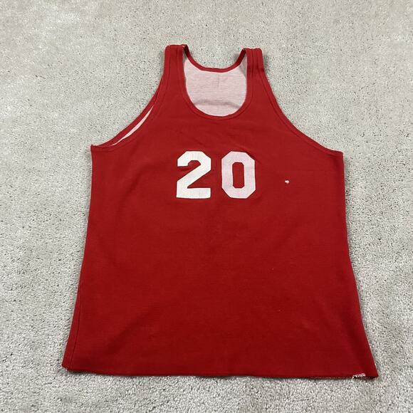 VTG 70s Basketball Jersey Mens M Basketball Practice Retro Double Face Cotton - Picture 1 of 10